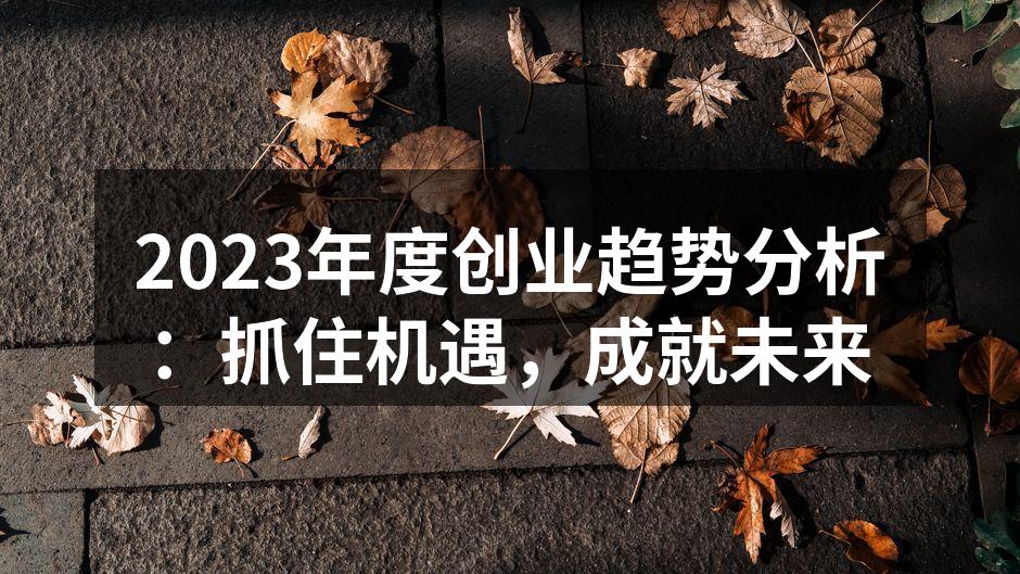 2023年度创业趋势分析：抓住机遇，成就未来