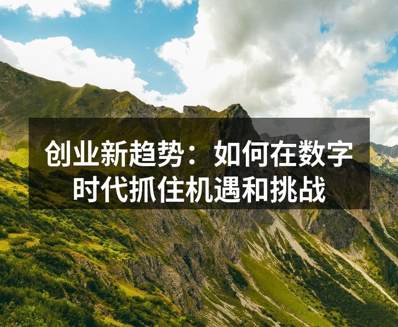 创业新趋势：如何在数字时代抓住机遇和挑战